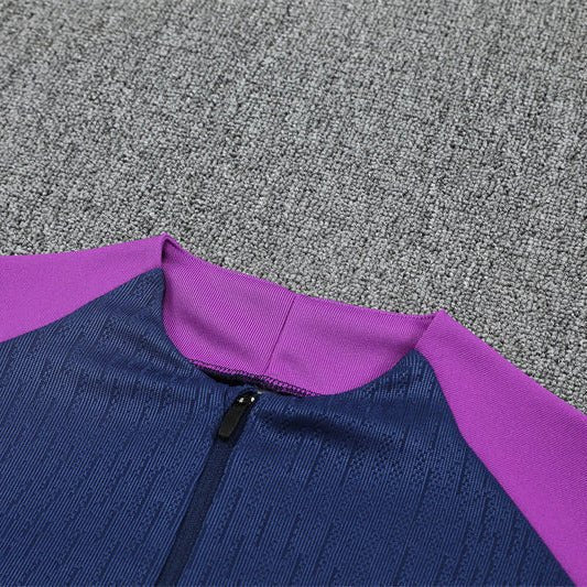 25/26 FC Barcelona Half Zip Training Blue/Purple Kids Size Tracksuit