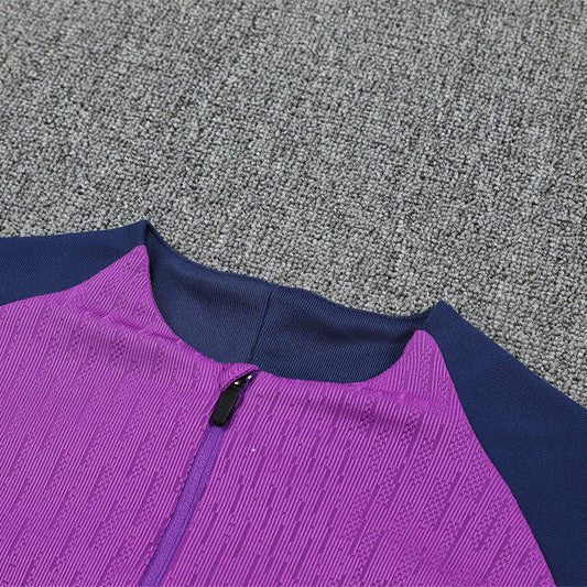 25/26 FC Barcelona Half Zip Training Purple/Blue Kids Size Tracksuit